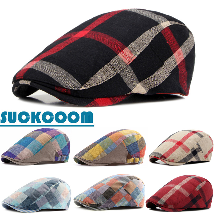 Snapback Hat Flat - Men Women Classic Englad Style Plaid