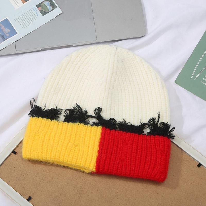 Korean Version Color Matching  - Beanie Cuffed Knit 评论和价格