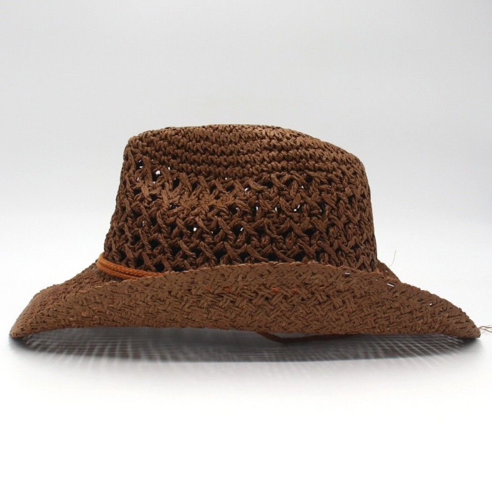 Retro Wide Brim Sunscreen Stra - Cowboy Hat Straw 评论和价格