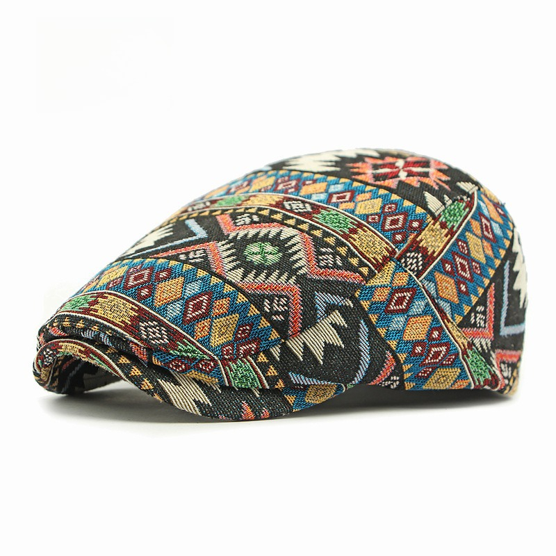 Ethnic Geometric Pattern Ivy F - Newsboy Cap Ivy 评论和价格