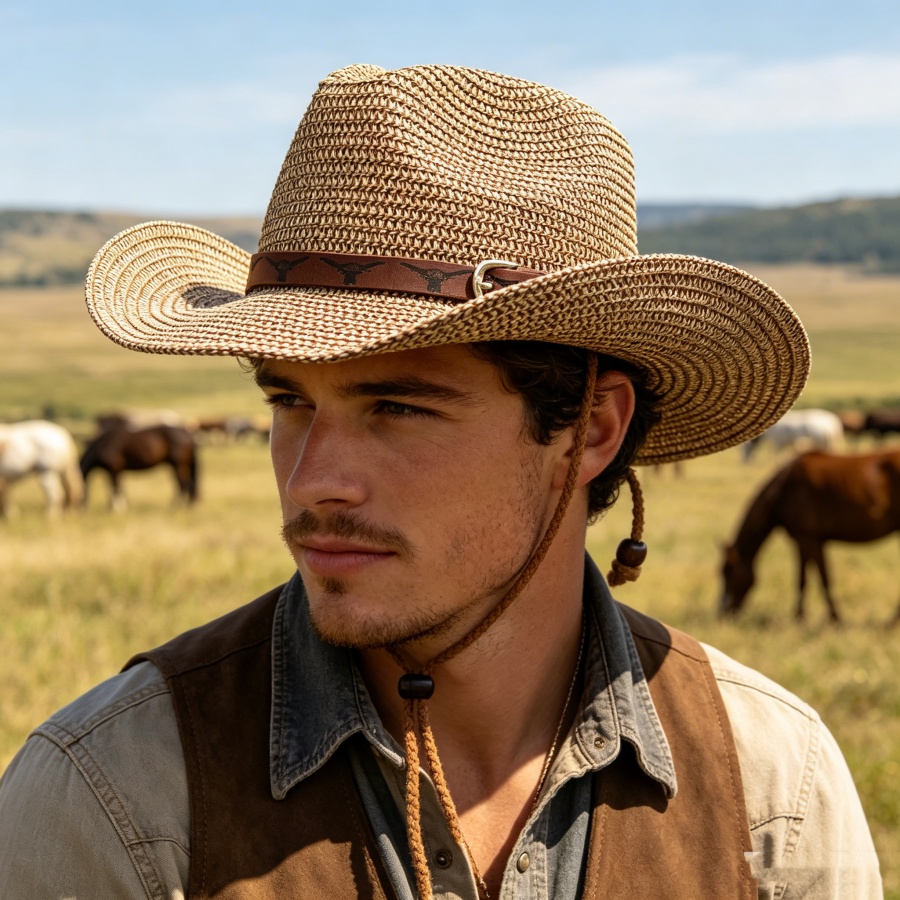 Retro Western Cowboy Straw Hat - Cowboy Hat Straw 评论和价格
