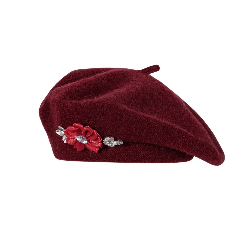 Sweet Solid Color Wool Beret C - Beret French Wool 评论和价格