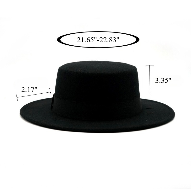 Flat Brim Wool Fedora Black Ri - Fedora Hat Wool 评论和价格