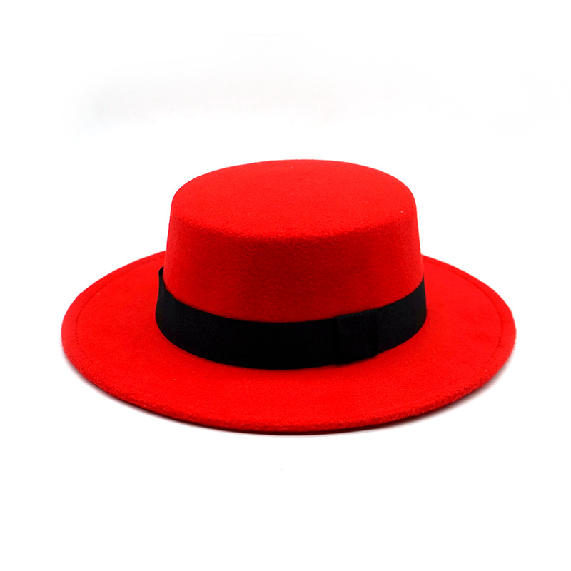 Flat Brim Wool Fedora Black Ri - Fedora Hat Wool 评论和价格